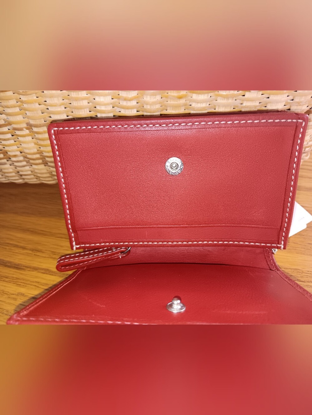 Coach Cherry Red Leather Bifold Card Wallet Zip Coin Section. New. 99. Retail - Picture 3 of 9